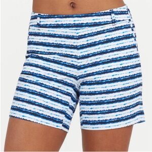 Spanx Large Shorts Sunshine Shorts 6” in blue painted stripe pockets NWT